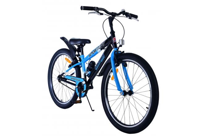 Volare Sportivo Vélo enfant - Garçons - 24 pouces - Noir Bleu - Freins à deux mains