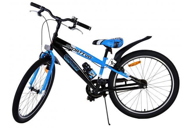 Volare Sportivo Vélo enfant - Garçons - 24 pouces - Noir Bleu - Freins à deux mains