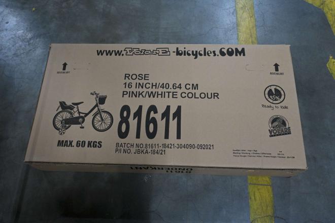 Vélo enfant Volare Rose - Fille - 16 po - Rose/Blanc - assamblé à 95%