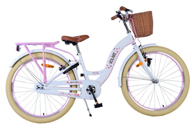 Volare Blossom Vélo enfant - Filles - 24 pouces - Blanc - Deux freins à main