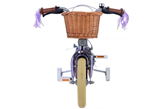 Vélo enfant Volare Blossom - Filles - 12 pouces - Violet - Freins à deux mains