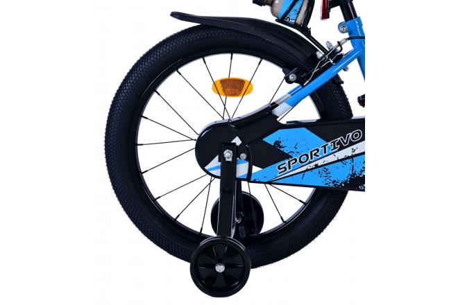 Volare Sportivo Vélo enfant - Garçons - 18 pouces - Bleu Noir - Freins à deux mains [CLONE]