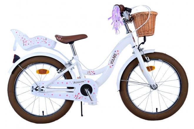 Volare Blossom Vélo enfant - Filles - 18 pouces - Blanc - Freins à deux mains