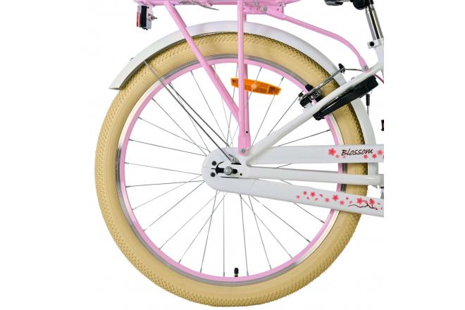 Volare Blossom Vélo enfant - Filles - 24 pouces - Blanc - Deux freins à main