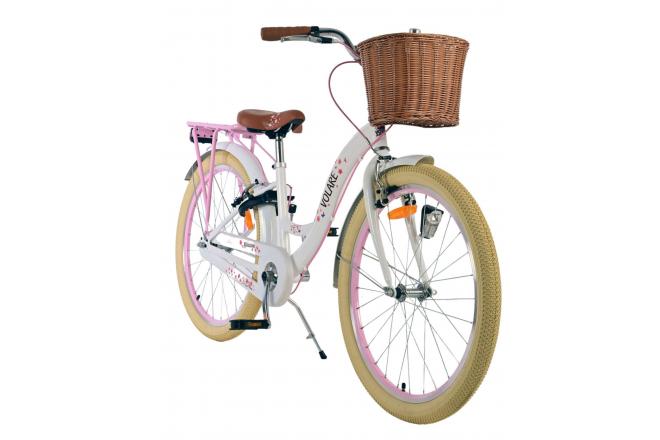 Volare Blossom Vélo enfant - Filles - 24 pouces - Blanc - Deux freins à main